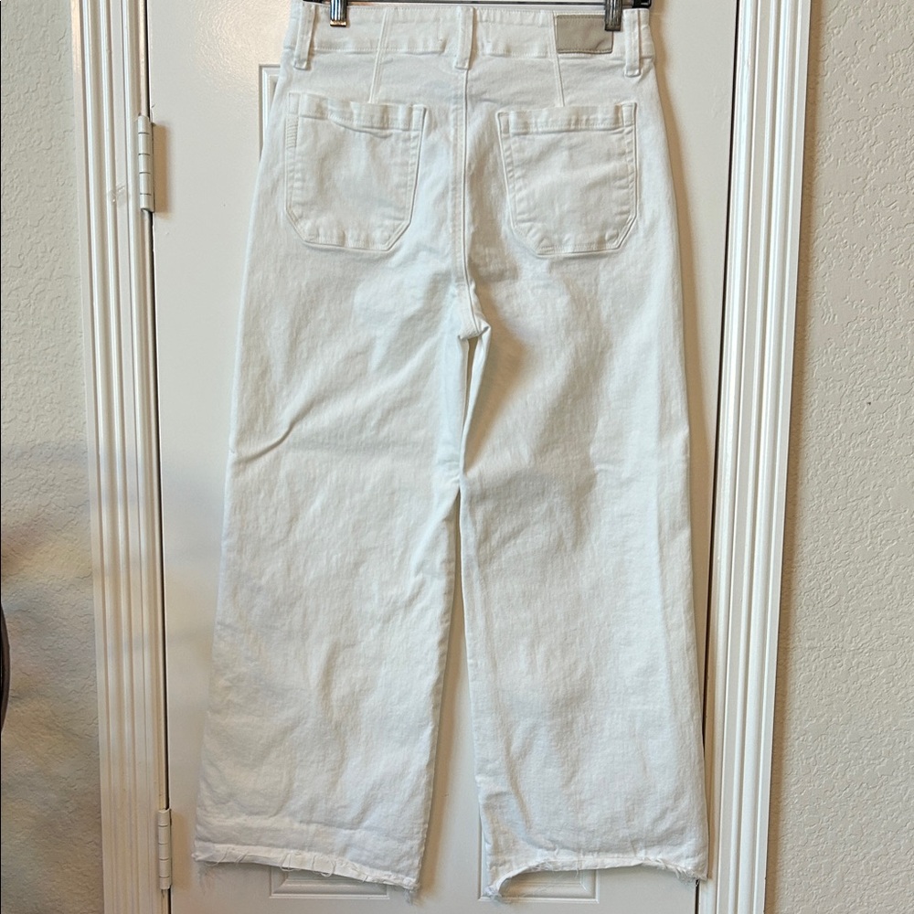 PAIGE White Anessa Utility Wide Leg Jeans Size 28 High Rise Raw Hem - Picture 7 of 11